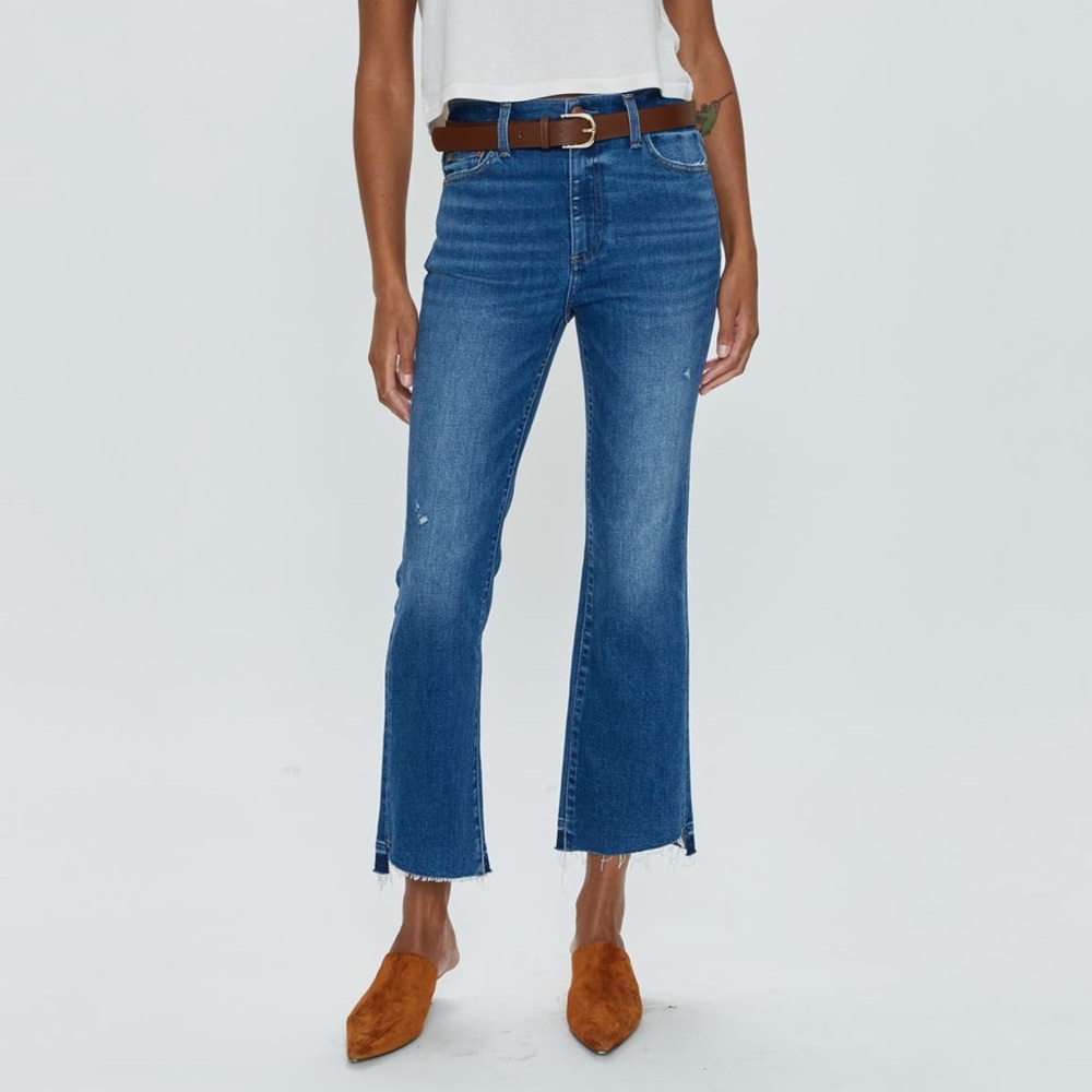 pistola High Rise Crop Flare Jeans - Medium Blue